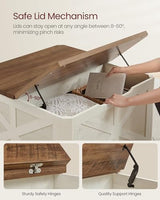 VASAGLE Farmhouse Coffee Table with Storage, Square Coffee Table for Living Room, Center Table with Flip-Top Lids, Honey Brown and Rustic White ULCT232W73 VASAGLE