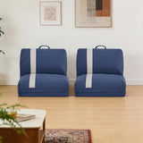 CITTANEO Folding Sofa Bed Set of 2, Convertible Floor Sofa with 6-Position Adjustable Backrest, Metal Frame and Handle, Futon Floor Couch for Dorm, Bedroom, Apartment, Navy Blue CITTANEO