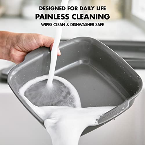 GreenPan Premiere Ovenware Healthy Ceramic Nonstick 4 Piece Bakeware Set, PFOA and PFAS-Free, Rectangular, Square, Quarter, Half Sheet Baking Pans, Warp-Free, Oven Safe to 600F, Dishwasher Safe, Gray GreenPan