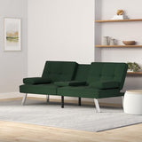Best Choice Products Linen Modern Folding Futon, Reclining Sofa Bed for Apartment, Dorm w/Removable Armrests, 2 Cupholders - Dark Green Best Choice Products