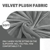 ZNSAYOTX Stretch Velvet Recliner Cover 4-Pieces, Thick Soft Recliner Chair Slipcover with Pocket, Non-Slip Elastic Bottom for Kids Pets, Luxury Plush Reclining Protector Comfy Washable (Grey)