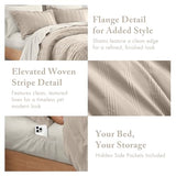 Madison Park Essentials Striped Comforter Set Queen, 7 Pieces Modern Minimalist Jacquard Bedding Set for All Season, Bed in A Bag with Sheet Set and Soft Brushed Reverse, Lightweight Neutral Madison Park Essentials