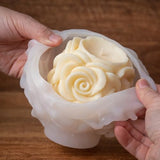 Rose Candle Molds Valentines Rose Silicone Mold Flower Shape Soap Molds Roses Flower Column Candle Molds for Candles Making Soap DIY Polymer Clay Craft Plaste Epoxy Resin Valentine Mother Day Decor