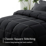 JOLLYVOGUE Full Comforter Set, Ultra-Soft Bed in a Bag Full Size 7 Pieces, Oeko-TEX Certified Bedding Set with Down Alternative Comforter, Sheets, Pillowcases & Shams, Black JOLLYVOGUE