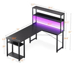 ODK 53" L Shaped Gaming Desk with Hutch & Headphone Hook, Corner Computer Table with Storage Shelves for Home Office, Black ODK