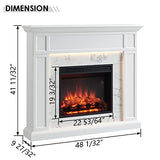 LegendFlame Fireplace Suite Sheraton, 48 Inch Mantel Surround, Cream White with Snow White Marble Pattern Finish, with 23 Inch Electric Fireplace Insert, 750W/1500W, Mood Light, Remote Control Legend Flame
