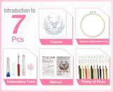 Huacan 1pc Stitched Deer with Floral Embroidery Kit - Handmade Craft Set for Creative Hobby & Unique Gift