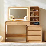 wow97e 50" Makeup Vanity Desk with 35.43" Mirror and Lights, Large 5 Drawers Makeup Table with Adjustable Shelves and Charging Station, 3 Lighting Modes for Women and Girls, Bedroom or Dorm, Natural wow97e