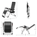Yaheetech Zero Gravity Chair, Folding Reclining Lounge Recliner with Removable Pad & Headrest & Side Cup Holder Tray for Indoor and Outdoor Gray/1 Yaheetech