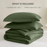 CozyLux Full Size Comforter Sets - Olive Green Comforter Full Size, 3 Pieces Box Stitched Bed Set for All Seasons, Soft Lightweight Bedding Sets with 1 Down Alternative Comforter and 2 Pillow Shams CozyLux