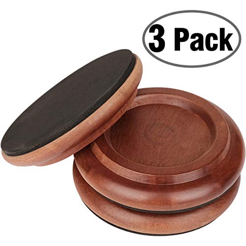 Eison Grand Piano Caster Cups, Solid Sapeliwood Piano Caster with Non-Slip & Anti-Noise Foam Floor Protectors for Hardwood Floor, Set of 3 - WoodArtSupply