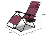 topment Outdoor Zero Gravity Lounge Chair with Pillow & Utility Tray, Folding Patio Lawn Beach Recliner(Wine) topment
