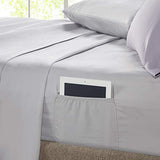 Comfort Spaces Bed in A Bag - Trendy Casual Design Cozy Comforter with Complete Sheet Set with Side Pocket, All Season Cover, Matching Shams Twin XL(66 in x 90 in), Kate, Grey/Purple 6 Piece Comfort Spaces