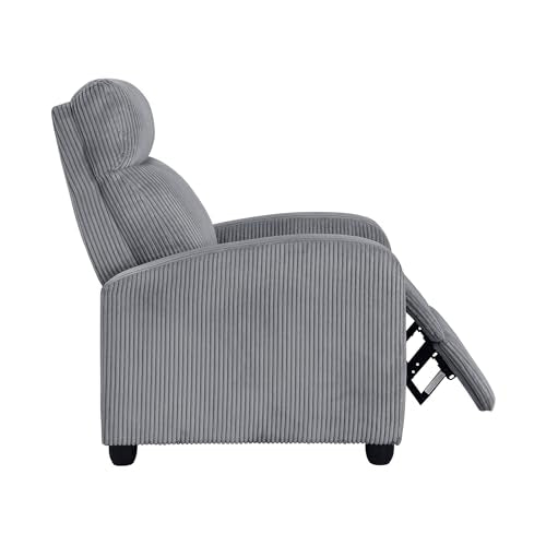 Lexicon Pushback Recliner Chair Armchair Push Back Recliner, Corduroy Chair with Solid Wood Frame and Metal Seat Base, Single Sofa Accent Chair for Living Room/Office/Apartment, Dark Grey Lexicon