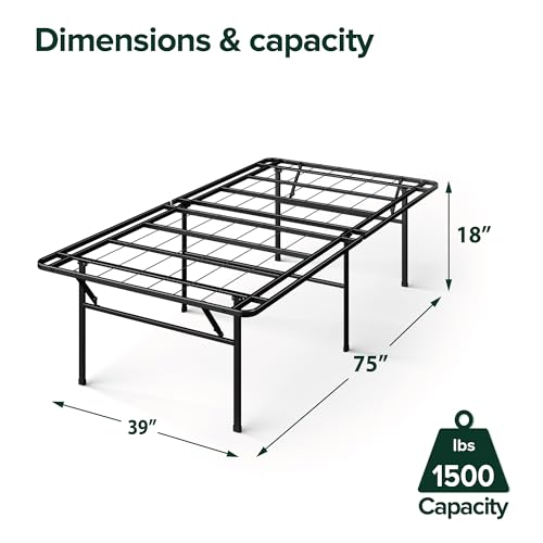 Zinus SmartBase Heavy Duty Mattress Foundation, 18 Inch Metal Platform Bed Frame, No Box Spring Needed, Sturdy Steel Frame, Underbed Storage, Twin Zinus