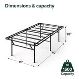 Zinus SmartBase Heavy Duty Mattress Foundation, 18 Inch Metal Platform Bed Frame, No Box Spring Needed, Sturdy Steel Frame, Underbed Storage, Twin Zinus