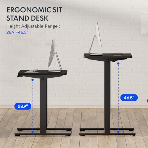 FLEXISPOT EN2 Standing Desk Height Adjustable Desk 48x24'' Whole-Piece Desktop Electric Sit Stand Up Desk with Desk Clamp Power Strip, Cable Management (Black Frame + 48" Black Table Top) - WoodArtSupply