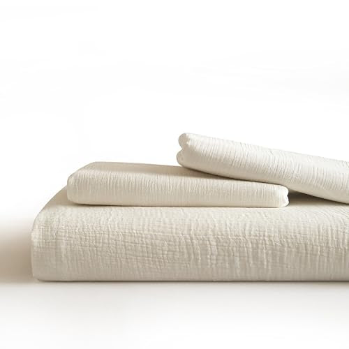 SE SOFTEXLY Muslin Duvet Cover King Size, 100% Washed Cotton Duvet Cover Set, Ultra Soft Comforter Cover Linen Like, 3 Pieces Minimalist Gauze Duvet Cover with 2 Pillowcases, 90"x104", White SE SOFTEXLY