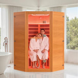 HUGROVE 2-3 Person Low EMF FAR Infrared Sauna for Home, Indoor Canadian Hemlock Dry Heat Sauna Kit with Bluetooth Speakers, LED Lights & Smart Control Panel HUGROVE