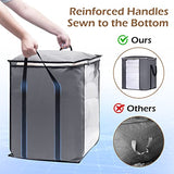 SLEEPING LAMB 120L Extra Large Blanket Storage Bags Breathable Clothes Storage Containers for King Comforter Bedding Pillow Sheet, Reinforced Handles, Grey SLEEPING LAMB