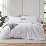 Hearth & Harbor White Duvet Cover King Size - 3 Piece Soft Double Brushed Bedding Set - Includes 1 King Duvet Cover with Button Closure 104x90 inches and 2 Pillow Shams Hearth & Harbor