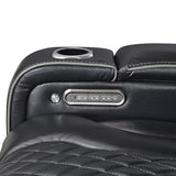 Lexicon Power Double Reclining Sofa, Center Drop-Down Table with Heat/Massage/Headrest/Storage Arms/Cup Holders/LED Lights/Wireless Charging, Top Grain Leather Match Wall Hugger Recliner Sofa, Black