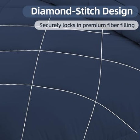 FUANNA 7 Pieces Full Size Comforter Sets, All Season Bedding Sets Full Size, Luxury Soft Bed in a Bag with Comforter, Flat Sheet, Fitted Sheet, Pillowcases & Pillow Shams, Navy Blue FUANNA