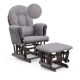 Storkcraft Premium Hoop Glider & Ottoman (Espresso/Gray Swirl) — GREENGUARD Gold Certified Nursery Glider, Solid Wood Craftsmanship, Smooth-Gliding Nursery Chair and Ottoman, Award-Winning Storkcraft