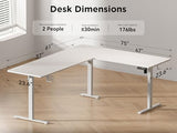 WALKINGDESK 75x61 Inches Reversible L Shaped Standing Desk Height Adjustable with Cup Holder, Electric Corner Computer Workstation for Home Office, Ergonomic Sit Stand up Gaming Desk, White WALKINGDESK