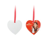 PYD Life 24 PCS Sublimation Ornament Blanks Glass 3 Inch Heart Shaped Ornament with Red Ribbon for DIY Crafting Personalized Home Christmas Decor Bulk PYD Life