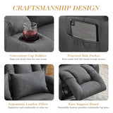 Loveseat Recliner Sofa,RV Wall Hugger Recliners for Small Spaces,Reclining Loveseat Sofa Recliner with Cup Holders/Lumbar Pillows,RV Furniture (Gray, Loveseat with Console)