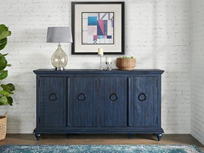 Martin Svensson Home Garden District Rustic Blue Solid Wood 65" TV Stand - WoodArtSupply