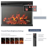 BELLEZE 23" Electric Fireplace with Realistic Crackling Sound, 3-Side Glass Display Fireplace Heater, Adjustable Timer & LED Flame Lights, Freestanding Indoor Fireplace for Bedroom, Living Room BELLEZE