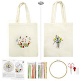 SNAIL GARDEN Double-Sided Embroidery Tote Bag Kit for Beginners, Reversible Floral and Bee & Vase Design, Complete Cross Stitch Supplies Included for Adults & Women
