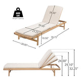 Christopher Knight Home Brolen Acacia Wood Chaise Lounge Chair Outdoor Set of 4, Patio Outdoor Chaise Lounge with Cushions, Adjustable Backrest Lounge Sofa, Wooden Sunbathing Pool Lounger, Teak+Beige
