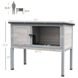 PawHut Elevated Wooden Rabbit Hutch, Indoor/Outdoor Bunny Cage with Hinged Asphalt Roof and Removable Tray for Guinea Pig, Gray PawHut