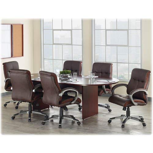 Lorell Oval Conference Table, Top and Base, 72" x 36" x 29-1/2", Mahogany - WoodArtSupply