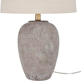 Nourison 23" Rustic Brown with Gray Undertones Ceramic Pot Table Lamp for Bedroom, Living Room, Dining Room, Office, with Beige Shade Nourison