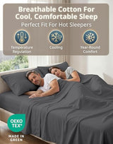 LANE LINEN 100% Cotton Sheets Full Size - Premium 600 Thread Count Sateen Weave for A Silky Feel - Extra Breathable & Cozy for Year Round Comfort - Fits Matresses Upto 15'' Deep - Charcoal LANE LINEN