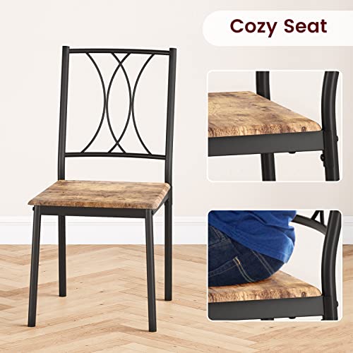 CABIHOME Dining Table Set for 4, Kitchen Table Set with 4 Chairs, Rectangular Dining Table Set for 4, Kitchen Table Set for Apartment, Small Space, Dining Room, Retro Brown CABIHOME