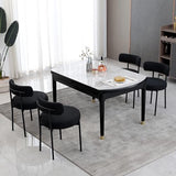DYHOME Black Boucle Dining Chairs Set of 4, Modern Upholstered Dining Chairs with 4" Thick Cushion and Sturdy Metal Legs for Dining Room, Kitchen DYHOME