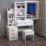 Vanity Desk with Sliding Mirror and Lights, Small Vanity Table Makeup Vanity Dressing Table, Makeup Vanity with Drawers & Shelves, Bedroom Dressing Table, Writing Desk Bedroom Essential (White) Altsuceser