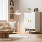 GEBAROW 8-Tier Shoe Storage Cabinet, Modern Organizer Cabinet with Doors, Wood Shoe Rack with Adjustable Shelves for Entryway, Hallway, Closet, Living Room, White GEBAROW