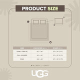 UGG Leonora Comforter Set with 2 Pillow Shams Lightweight Down Alternative Blanket Reversible Cozy Warm All Season Washable and Hypoallergenic Bedding Set, King, Charcoal Grey UGG