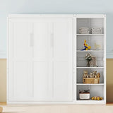 Harper & Bright Designs Queen Size Murphy Bed, Wooden Wall Bed with Shelves, White Harper & Bright Designs