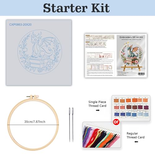 JOZYSH Black Dragon Handmade DIY Embroidery kit,Suitable for Adult Beginners,Includes Embroidery Cloth, Instructions, Embroidery Frame and Needle and Thread, Suitable for Holiday Gifts (Dragon1)