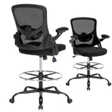 Drafting Chair, Tall Office Chair for Standing Desk, Ergonomic Standing Desk Chair with Flip-up Armrests, Counter Height Office Chair with Footrest and Adjustable Lumbar Support Chair Store