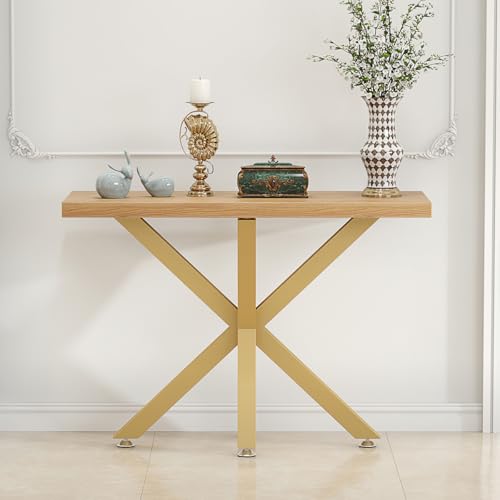 sumatos Metal Console Table Base 30 Inch, Modern Desk Legs for Marble,Glass,Wood Top, Heavy Duty Sofa Table Legs for Hallway,Entry, Living Room,Office 35" L x 16" W x 30" H (Gold) sumatos