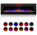 ZAFRO 50" Electric Fireplace with Remote Ultra-Thin & Quiet Wall-Mounted Recessed Heater, Adjustable 12-Color Flame, Brightness & Speed ZAFRO