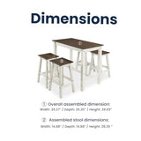 Furniture Dash Wood Bar Height Dining Set of Drop Leaf Table and 4 Stools White Distressed Furniture Dash